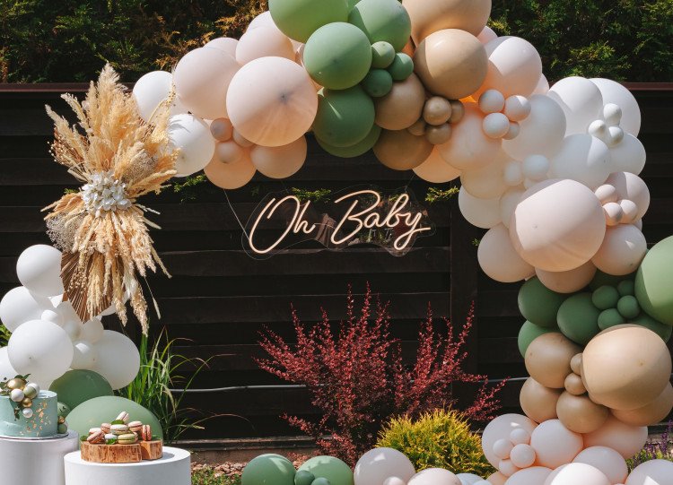 Full Circle Organic Balloon Backdrop Display Gold Double Ring Backdrop Stand