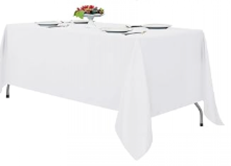 Flowing White Linen for 8' Rectangle Table 90x156 Table Linen