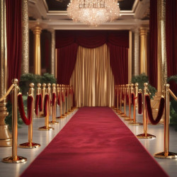 Gold20Stanchion20w20Red20Carpet 1760617228 Real Red Carpet Roll (4'x30') ~ Corporate Event Rentals
